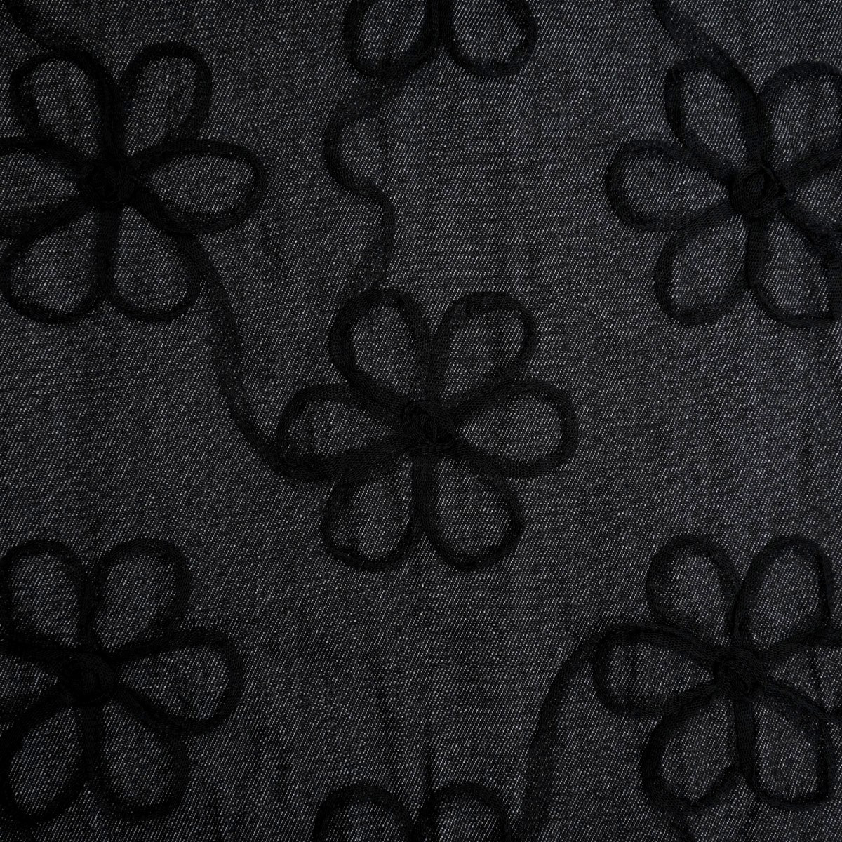 Jean Broderie Tulle Flora Noir - Maison Klem